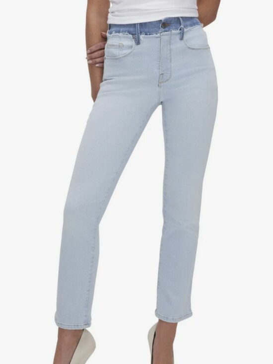 Good American Denim - Good American Good Legs Two-Tone High Waist Ankle Straight Leg Jeans